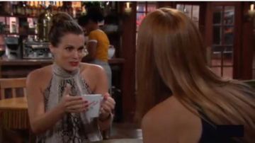 Joie Mock-Neck Snake-Print Top worn by Chelsea Lawson (Melissa Claire Egan) as seen on The Young and the Restless August 22, 2019