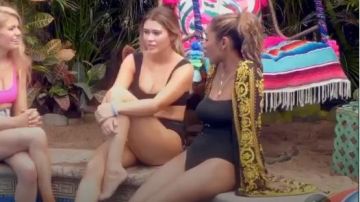 Pretty Little Thing Black Chain Print Beach Kimono worn by (Tayshia Adams) in Bachelor in Paradise (S06E4)