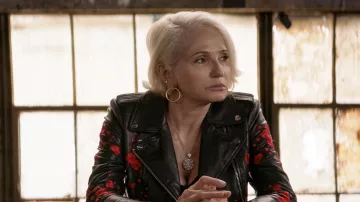 Black leather jacket worn by Smurf (Ellen Barkin) in Animal Kingdom (S3 E11)