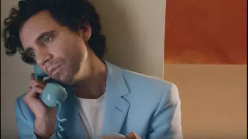 Jacket Sky Blue For men worn by Mika in MIKA - Tiny Love