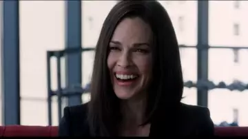 Black Wool Blazer worn by Hilary Swank in THE HUNT Trailer (2019) Emma Roberts, Thriller Movie