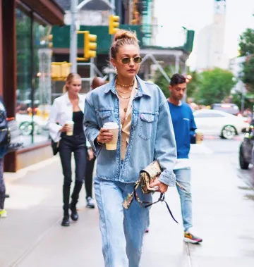 Sandro Washed Denim Jeans with Seaming worn by Jelena Noura "Gigi" Hadid Us Open Tennis Championships August 28, 2019