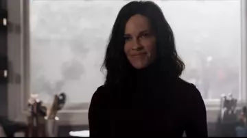 Black Turtleneck Top worn by Hilary Swank in THE HUNT Trailer (2019) Emma Roberts, Thriller Movie