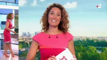 Vestido Colour Block ajustado de Marie-Sophie Lacarrau en el Journal de 13 heures del 30.8.2019