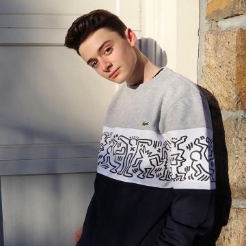 Sudadera de algodón Lacoste x Keith Haring de Noah Schnapp en la cuenta de Instagram de @noahschnapp