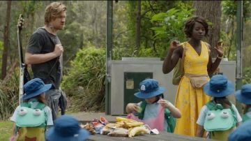 Backpack Light Green worn by Miss Caroline (Lupita Nyong'o) in Little Monsters