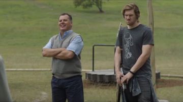 Short Sleeve Shirt Light Blue worn by Official#1 (Alan Dukes) in Little Monsters