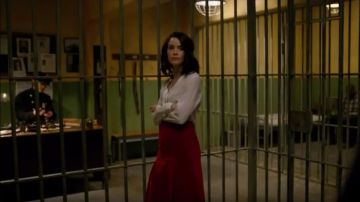 White Shirt Blouse Long Sleeve worn by Lucy Preston (Abigail Spencer) in Timeless (S01E01)
