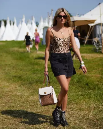 Black denim skirt worn by Camille Charriere on @camillecharriere