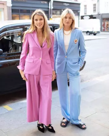 Light blue suit pant worn by Camille Charriere on @camillecharriere