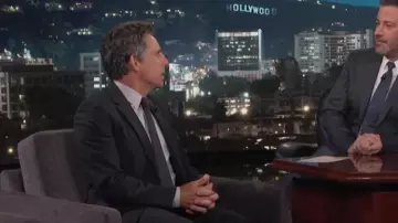 Black striped tie worn by Ben Stiller on Jimmy Kimmel Live! August, 6 2019