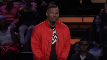 Chaqueta bomber de cuero usada por Jamie Foxx en Beat Shazam (S02E06) julio, 10 2018