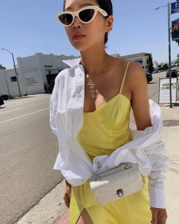 Yellow cami mini dress worn by Aimee Song on @aimeesong