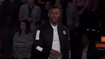 Black Bomber Jacket worn by Jamie Foxx in Beat Shazam (S03E12) August, 13 2019