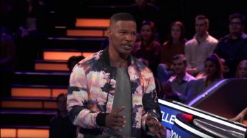 Printed Bomber Jacket worn by Jamie Foxx on Beat Shazam August 6, 2019