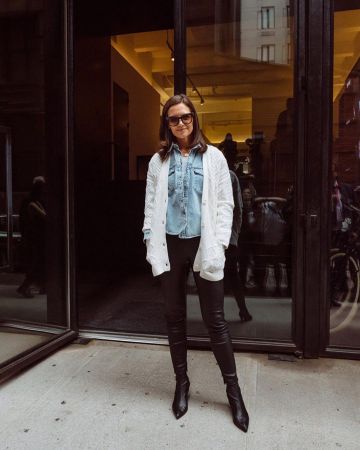 Levi's X Wardrobe.Nyc Denim Jacket worn by Katie Holmes at Tahari Fashion Show September 5, 2019