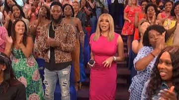 Paco Rabanne pink dress worn by Wendy Williams on The Wendy Williams Show AUGUST 26, 2019