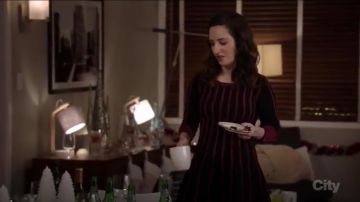 Maje relation jacquard knit dress worn by Jen (Zoe Lister-Jones) in Life in Pieces (S01E11)