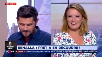 The Blouse floral V neck of Pascale de La Tour du Pin in The morning of LCI