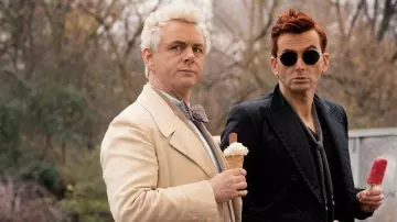 Grey skinny tie worn by Crowley (David Tennant) as seen in Good Omens (Season 1 Episode 6)