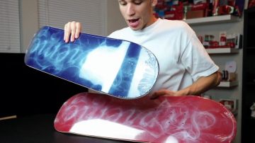 The skateboard blue smoked Supreme Giancarlo Purch aka Blazendary in the video Supreme FW19 Week 1 Unboxing / Review *ALL ITEMS*