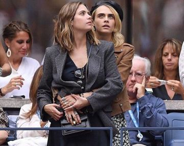 Bulgari serpenti forever bag worn by Ashley Benson at the Ladies's Singles Last Match of the Us Open Metropolis September 7, 2019