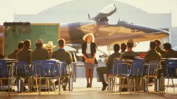 Green chalk board used by Charlie (Kelly McGillis) in Top Gun