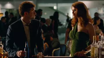 One Shoulder Wrap Dress worn by Rebecca Shafran (Gemma Arterton) in Runner Runner