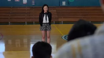 Alice + Olivia Black/White Macrame floral shorts worn by Courtney Crimsen (Michele Selene Ang) in 13 Reasons Why (S03E04)