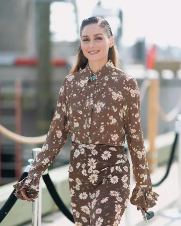 Michael Kors collection floral print blouse worn by Olivia Palermo Front Row Michael Kors Collection September 11, 2019