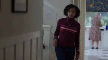 Free People burgundy turtleneck sweater worn by Ani Achola (Grace Saif) in 13 Reasons Why (S03E08)