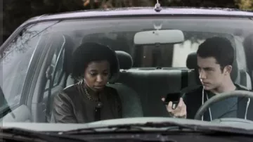 J. Crew Black Tippi sweater with leopard collar worn by Ani Achola (Grace Saif) in 13 Reasons Why (S03E10)