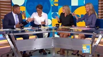  Chemise Banana Republic portée par Lara Spencer dans l'émission Good Morning America Weekend SEPTEMBER 11, 2019