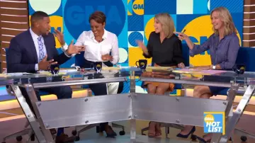  Chemise Banana Republic portée par Lara Spencer dans l'émission Good Morning America Weekend SEPTEMBER 11, 2019