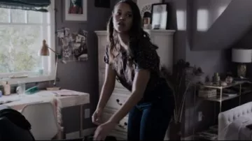 Rag and Bone black floral vintage crew worn by Jessica Davis (Alisha Boe) in 13 Reasons Why (S03E11)