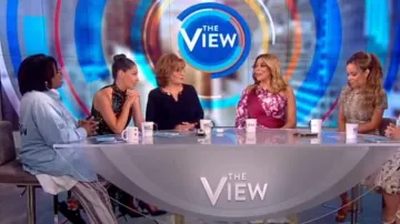 Three Floo Xilitla Printed One-Shoulder Pleated Midi Dress worn by Wendy Williams in The View September 5, 2019