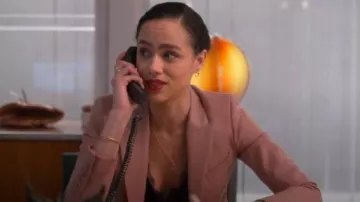 Reiss Pink harper tailored jacket worn by Maya (Nathalie Emmanuel) in Four Weddings and a Funeral (S01E10)