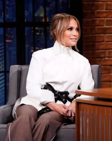 Fendi taille haute jambe large pantalon porté par Jennifer Lopez Ville de New York le 11 septembre 2019