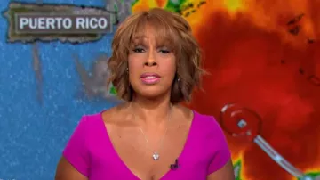 Safiyaa boutonné crêpe robe de cocktail porté par Gayle King sur CBS, Ce Matin, le 28 AOÛT 2019