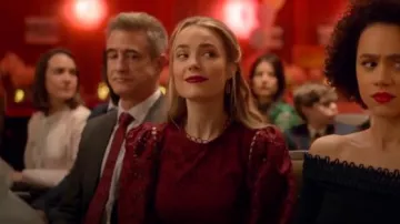 Zimmermann red jaya wave long dress worn by Ainsley Howard (Rebecca Rittenhouse) in Four Weddings and a Funeral (S01E10)