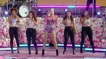 RENÉ CAOVILLA jewelled heel ankle boots worn by Taylor Swift on Good Morning America Weekend AUGUST 22, 2019