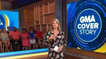 Vestido floral de Rebecca Taylor usado por Amy Robach en Good Morning America Weekend SEPTIEMBRE 4, 2019