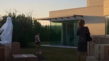 Prada white leather/neoprene lace-up booties worn by Rebeca (Claudia Salas) in Elite Season 2 Episode 1