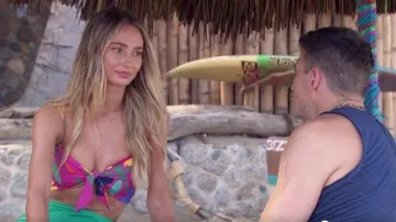 LPA pink floral knot tie crop top worn by (Bri Barnes) in Bachelor in Paradise Season  6 -Episode 10