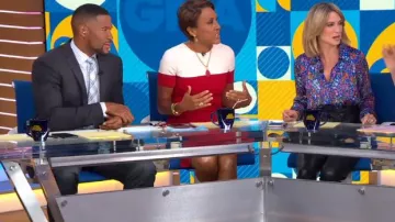 Vestido de vaina de halo negro usado por Robin Roberts en Good Morning America Weekend SEPTIEMBRE 12, 2019