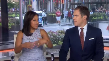 Eliza J lace fit & flare dress of Sheinelle Jones on Today SEPTEMBER 2, 2019