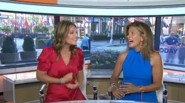Saloni lea floral soie jacquard a-ligne de robe portée par Savannah Guthrie aujourd'Hui 3 SEPTEMBRE 2019