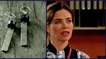 Les boucles d'oreilles portées par Victoria Newman (Amelia Heinle) dans Les feux de l'amour (S42E05)