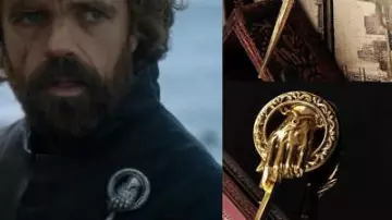 Broche "main du roi" de Tyrion Lannister (Peter Dinklage) dans Juego de Tronos (S01E01)