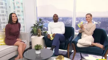 Ulla Johnson corbata de tormenta pantalones vaqueros cónicos de cintura usados por Morgan Stewart en E! Noticias SEPTIEMBRE 17, 2019